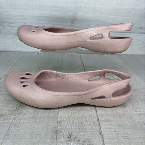 Crocs MALINDI Pink Slingback Slip On Round Closed Toe Ballet Flat Shoes Size 10 - Picture 4 of 16